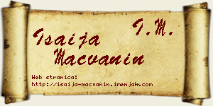 Isaija Mačvanin vizit kartica